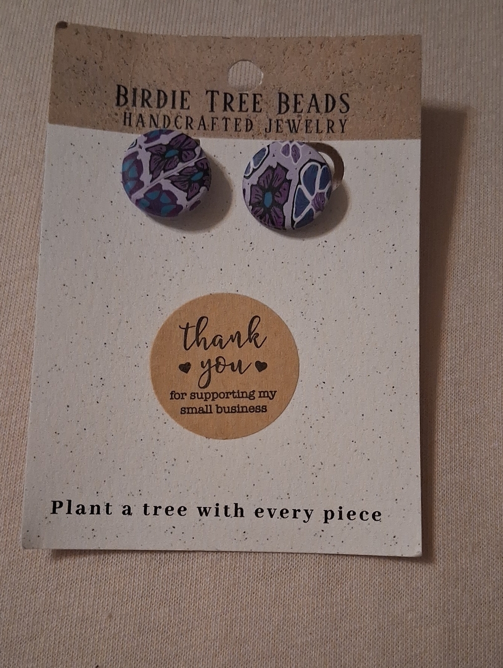 Purple Floral Stud Earrings